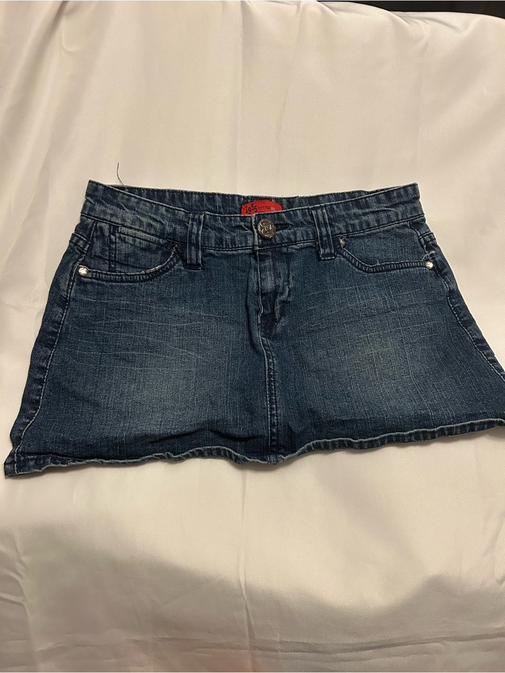 1955 Vintage Dark Blue Denim Mini Skirt